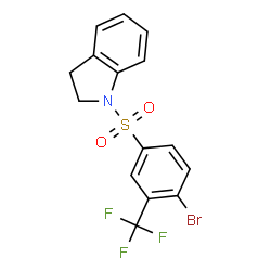 ChemSpider 2D Image | 1-{[4-Bromo-3-(trifluoromethyl)phenyl]sulfonyl}indoline | C15H11BrF3NO2S