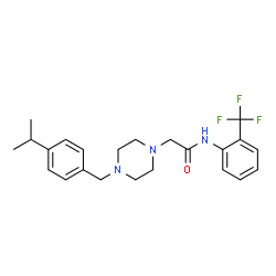 ChemSpider 2D Image | 2-[4-(4-Isopropylbenzyl)-1-piperazinyl]-N-[2-(trifluoromethyl)phenyl]acetamide | C23H28F3N3O