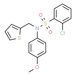 ChemSpider 2D Image | 2-Chloro-N-(4-methoxyphenyl)-N-(2-thienylmethyl)benzenesulfonamide | C18H16ClNO3S2
