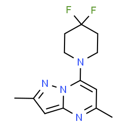 ChemSpider 2D Image | 7-(4,4-Difluoro-1-piperidinyl)-2,5-dimethylpyrazolo[1,5-a]pyrimidine | C13H16F2N4
