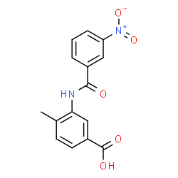 ChemSpider 2D Image | 4-Methyl-3-[(3-nitrobenzoyl)amino]benzoic acid | C15H12N2O5
