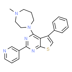 ChemSpider 2D Image | 4-(4-Methyl-1,4-diazepan-1-yl)-5-phenyl-2-(3-pyridinyl)thieno[2,3-d]pyrimidine | C23H23N5S