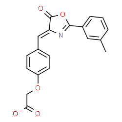 ChemSpider 2D Image | (4-{(Z)-[2-(3-Methylphenyl)-5-oxo-1,3-oxazol-4(5H)-ylidene]methyl}phenoxy)acetate | C19H14NO5