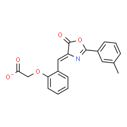 ChemSpider 2D Image | (2-{(Z)-[2-(3-Methylphenyl)-5-oxo-1,3-oxazol-4(5H)-ylidene]methyl}phenoxy)acetate | C19H14NO5