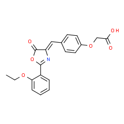 ChemSpider 2D Image | (4-{(Z)-[2-(2-Ethoxyphenyl)-5-oxo-1,3-oxazol-4(5H)-ylidene]methyl}phenoxy)acetic acid | C20H17NO6