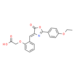 ChemSpider 2D Image | (2-{(Z)-[2-(4-Ethoxyphenyl)-5-oxo-1,3-oxazol-4(5H)-ylidene]methyl}phenoxy)acetic acid | C20H17NO6