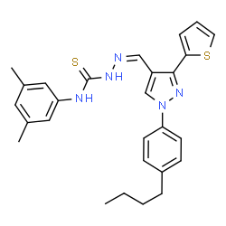 ChemSpider 2D Image | (2Z)-2-{[1-(4-Butylphenyl)-3-(2-thienyl)-1H-pyrazol-4-yl]methylene}-N-(3,5-dimethylphenyl)hydrazinecarbothioamide | C27H29N5S2