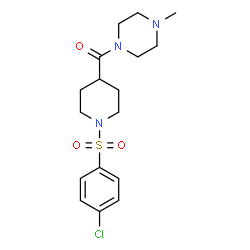ChemSpider 2D Image | {1-[(4-Chlorophenyl)sulfonyl]-4-piperidinyl}(4-methyl-1-piperazinyl)methanone | C17H24ClN3O3S