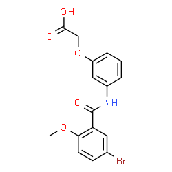 ChemSpider 2D Image | {3-[(5-Bromo-2-methoxybenzoyl)amino]phenoxy}acetic acid | C16H14BrNO5