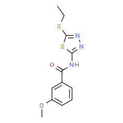 ChemSpider 2D Image | N-[5-(Ethylsulfanyl)-1,3,4-thiadiazol-2-yl]-3-methoxybenzamide | C12H13N3O2S2
