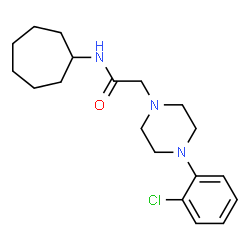 ChemSpider 2D Image | 4-(2-Chlorophenyl)-N-cycloheptyl-1-piperazineacetamide | C19H28ClN3O