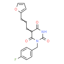 ChemSpider 2D Image | 1-(4-Fluorobenzyl)-5-[3-(2-furyl)-2-propen-1-ylidene]-2,4,6(1H,3H,5H)-pyrimidinetrione | C18H13FN2O4