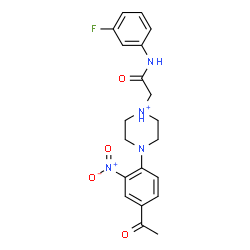 ChemSpider 2D Image | 4-(4-Acetyl-2-nitrophenyl)-1-{2-[(3-fluorophenyl)amino]-2-oxoethyl}piperazin-1-ium | C20H22FN4O4