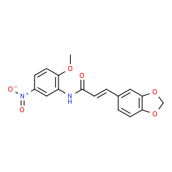 ChemSpider 2D Image | (2E)-3-(1,3-Benzodioxol-5-yl)-N-(2-methoxy-5-nitrophenyl)acrylamide | C17H14N2O6