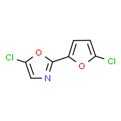 ChemSpider 2D Image | 5-Chloro-2-(5-chloro-2-furyl)-1,3-oxazole | C7H3Cl2NO2