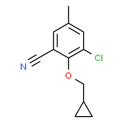 ChemSpider 2D Image | 3-Chloro-2-(cyclopropylmethoxy)-5-methylbenzonitrile | C12H12ClNO