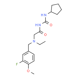 ChemSpider 2D Image | N-(Cyclopentylcarbamoyl)-N~2~-ethyl-N~2~-(3-fluoro-4-methoxybenzyl)glycinamide | C18H26FN3O3