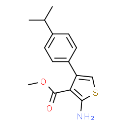 ChemSpider 2D Image | Methyl 2-amino-4-(4-isopropylphenyl)-3-thiophenecarboxylate | C15H17NO2S