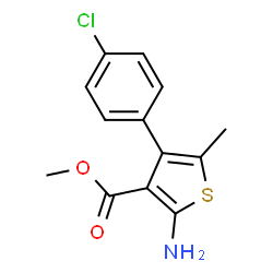 ChemSpider 2D Image | Methyl 2-amino-4-(4-chlorophenyl)-5-methyl-3-thiophenecarboxylate | C13H12ClNO2S