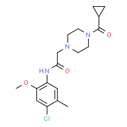 ChemSpider 2D Image | N-(4-Chloro-2-methoxy-5-methylphenyl)-2-[4-(cyclopropylcarbonyl)-1-piperazinyl]acetamide | C18H24ClN3O3