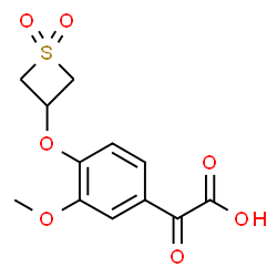 ChemSpider 2D Image | {4-[(1,1-Dioxido-3-thietanyl)oxy]-3-methoxyphenyl}(oxo)acetic acid | C12H12O7S