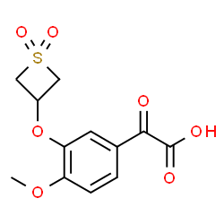 ChemSpider 2D Image | {3-[(1,1-Dioxido-3-thietanyl)oxy]-4-methoxyphenyl}(oxo)acetic acid | C12H12O7S
