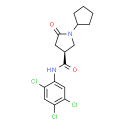 ChemSpider 2D Image | (3S)-1-Cyclopentyl-5-oxo-N-(2,4,5-trichlorophenyl)-3-pyrrolidinecarboxamide | C16H17Cl3N2O2