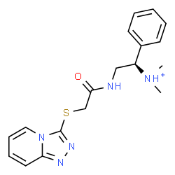 ChemSpider 2D Image | (1R)-N,N-Dimethyl-1-phenyl-2-{[([1,2,4]triazolo[4,3-a]pyridin-3-ylsulfanyl)acetyl]amino}ethanaminium | C18H22N5OS
