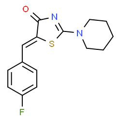 ChemSpider 2D Image | (5Z)-5-(4-Fluorobenzylidene)-2-(1-piperidinyl)-1,3-thiazol-4(5H)-one | C15H15FN2OS