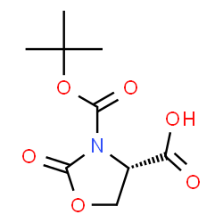 ChemSpider 2D Image | (4S)-3-{[(2-Methyl-2-propanyl)oxy]carbonyl}-2-oxo-1,3-oxazolidine-4-carboxylic acid | C9H13NO6