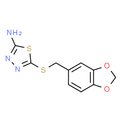 ChemSpider 2D Image | 5-[(1,3-Benzodioxol-5-ylmethyl)sulfanyl]-1,3,4-thiadiazol-2-amine | C10H9N3O2S2