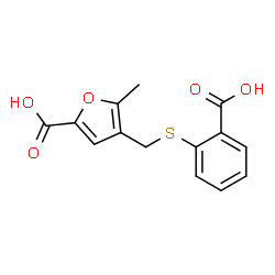 ChemSpider 2D Image | 4-{[(2-Carboxyphenyl)sulfanyl]methyl}-5-methyl-2-furoic acid | C14H12O5S