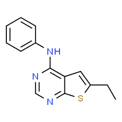 ChemSpider 2D Image | 6-Ethyl-N-phenylthieno[2,3-d]pyrimidin-4-amine | C14H13N3S