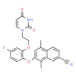 ChemSpider 2D Image | 7-{2-[2-(2,4-Dioxo-3,4-dihydro-1(2H)-pyrimidinyl)ethoxy]-4-fluorophenoxy}-5,8-dimethyl-2-naphthonitrile | C25H20FN3O4