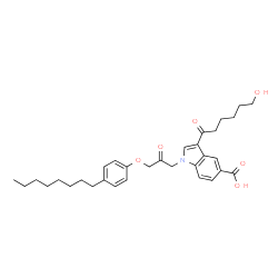ChemSpider 2D Image | 3-(6-Hydroxyhexanoyl)-1-[3-(4-octylphenoxy)-2-oxopropyl]-1H-indole-5-carboxylic acid | C32H41NO6