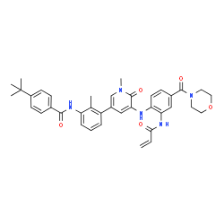 ChemSpider 2D Image | N-[3-(5-{[2-(Acryloylamino)-4-(4-morpholinylcarbonyl)phenyl]amino}-1-methyl-6-oxo-1,6-dihydro-3-pyridinyl)-2-methylphenyl]-4-(2-methyl-2-propanyl)benzamide | C38H41N5O5