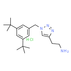 ChemSpider 2D Image | 2-{1-[3,5-Bis(2-methyl-2-propanyl)benzyl]-1H-1,2,3-triazol-4-yl}ethanamine hydrochloride (1:1) | C19H31ClN4