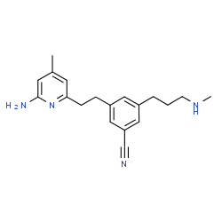 ChemSpider 2D Image | 3-[2-(6-Amino-4-methyl-2-pyridinyl)ethyl]-5-[3-(methylamino)propyl]benzonitrile | C19H24N4