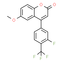 ChemSpider 2D Image | 4-[3-Fluoro-4-(trifluoromethyl)phenyl]-6-methoxy-2H-chromen-2-one | C17H10F4O3