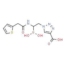 ChemSpider 2D Image | 1-{2-(Dihydroxyboryl)-2-[(2-thienylacetyl)amino]ethyl}-1H-1,2,3-triazole-4-carboxylic acid | C11H13BN4O5S
