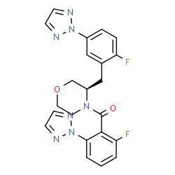 ChemSpider 2D Image | {(3R)-3-[2-Fluoro-5-(2H-1,2,3-triazol-2-yl)benzyl]-4-morpholinyl}[2-fluoro-6-(2H-1,2,3-triazol-2-yl)phenyl]methanone | C22H19F2N7O2
