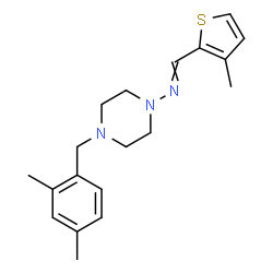 ChemSpider 2D Image | 4-(2,4-Dimethylbenzyl)-N-[(3-methyl-2-thienyl)methylene]piperazin-1-amine | C19H25N3S