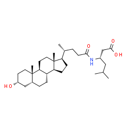 ChemSpider 2D Image | (3S)-3-{[(3alpha,5beta)-3-Hydroxy-24-oxocholan-24-yl]amino}-5-methylhexanoic acid | C31H53NO4