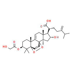 ChemSpider 2D Image | (2R)-2-[(1S,2R,4R,5R,6R,10R,13S,15S)-13-(Glycoloyloxy)-4-hydroxy-2,6,10,14,14-pentamethyl-16,17-dioxapentacyclo[13.2.2.0~1,9~.0~2,6~.0~10,15~]nonadeca-8,18-dien-5-yl]-6-methyl-5-methyleneheptanoic aci
d | C33H48O8