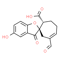 ChemSpider 2D Image | (2R,2'R)-6'-Formyl-5-hydroxy-3-oxo-3H-spiro[1-benzofuran-2,1'-cyclohept[5]ene]-2'-carboxylic acid | C16H14O6