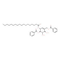 ChemSpider 2D Image | [(3R,4R,5S,6R)-4-(Benzoyloxy)-5,6-dihydroxy-3-(stearoyloxy)-1-cyclohexen-1-yl]methyl benzoate | C39H54O8