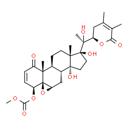 ChemSpider 2D Image | Methyl (4beta,5beta,6beta,17alpha,22R)-14,17,20-trihydroxy-1,26-dioxo-5,6:22,26-diepoxyergosta-2,24-dien-4-yl carbonate | C30H40O10