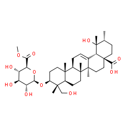 ChemSpider 2D Image | Methyl (3beta)-19,23,28-trihydroxy-28-oxours-12-en-3-yl beta-D-glucopyranosiduronate | C37H58O11