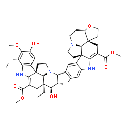 ChemSpider 2D Image | Dimethyl (3aR,8aS,9S,9aS,16bR,16cR,19aR,20bR,23aR,25aS)-9a-ethyl-9,15-dihydroxy-13,14-dimethoxy-2,3,6,8a,9,9a,10,12,16c,17,18,19a,21,22,25,25a-hexadecahydro-4H,24H-furo[2',3':7,8]indolizino[1,8-fg]ind
olo[2'',3'':7',8']pyrrolo[1'',2'',3'':1',8']quinolino[2',3':4,5]furo[2,3-b]carbazole-5,11-dicarboxylate | C44H50N4O10
