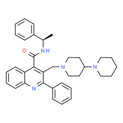 ChemSpider 2D Image | 3-(1,4'-Bipiperidin-1'-ylmethyl)-2-phenyl-N-[(1R)-1-phenylethyl]-4-quinolinecarboxamide | C35H40N4O
